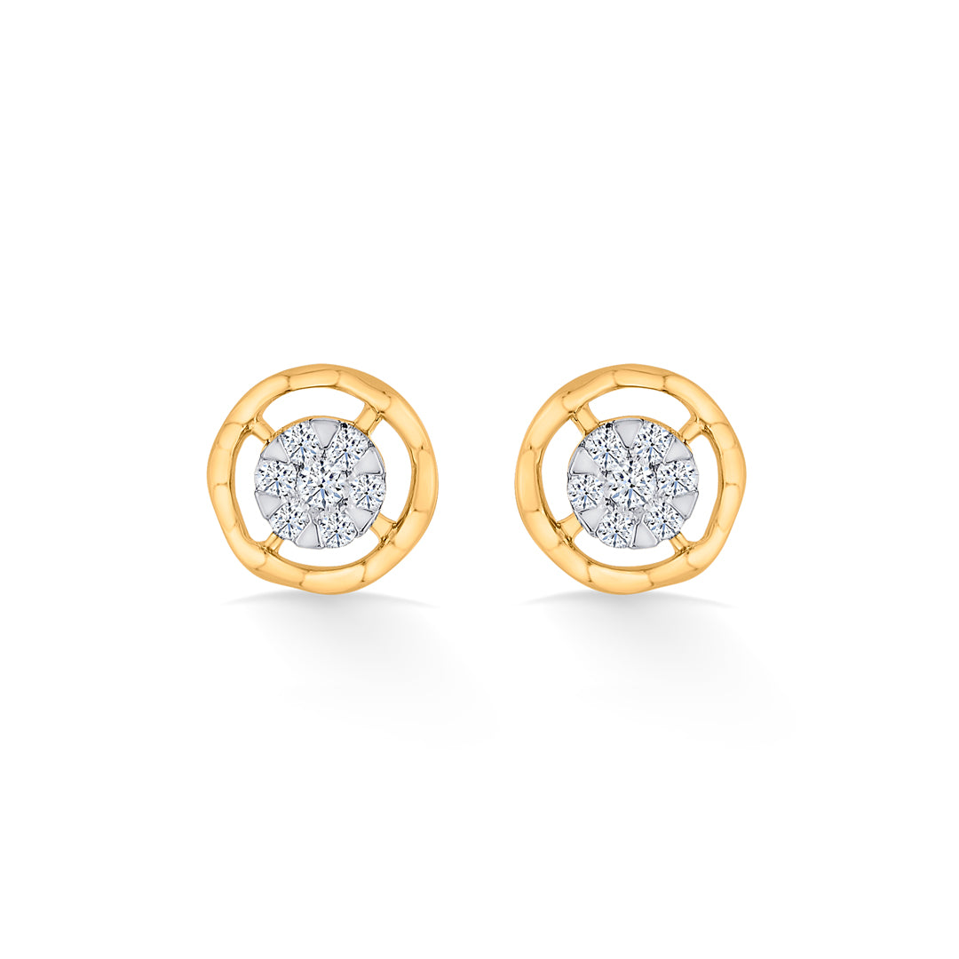 brilliant orb gold stud diamond earring for women