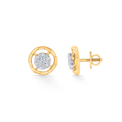 Brilliant Orb Gold Stud Diamond Earring for Woman