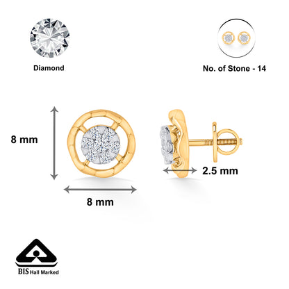Brilliant Orb Gold Stud Diamond Earring for Woman