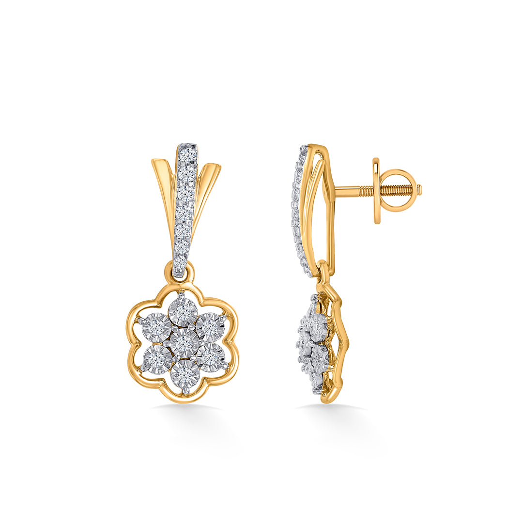vivid bloom gold dangler earring for woman