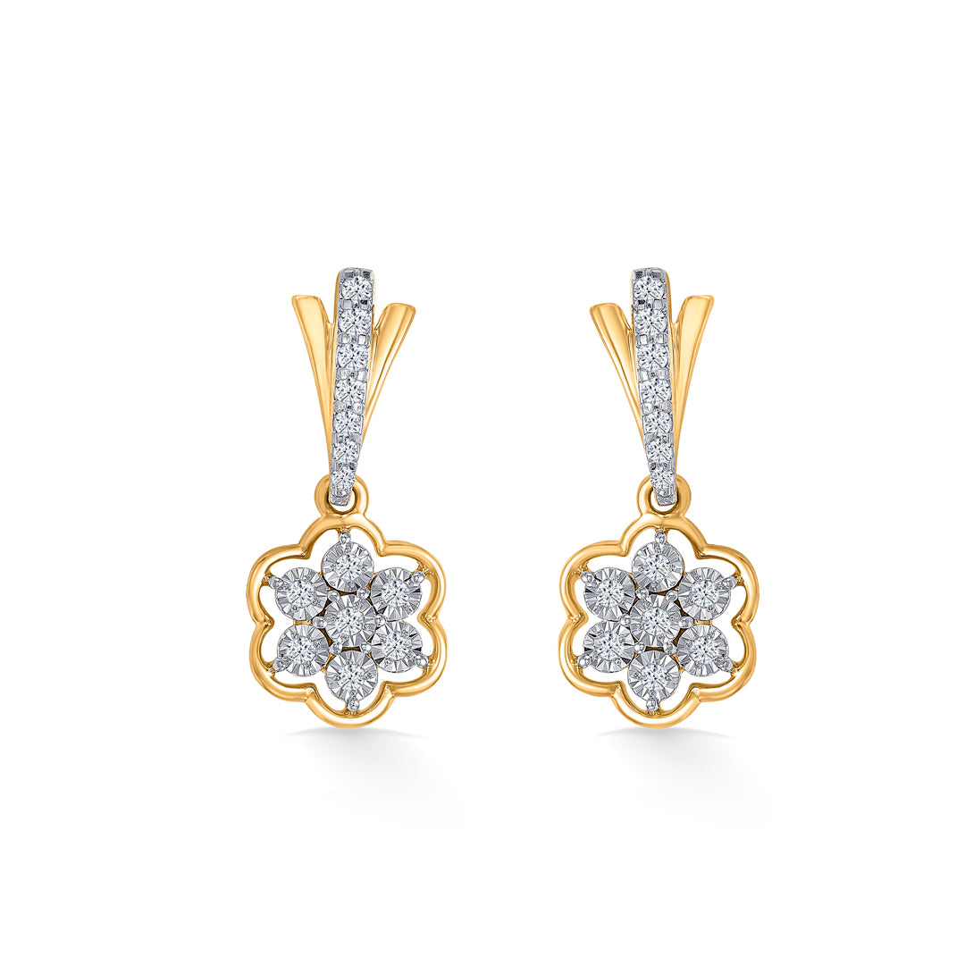 vivid bloom gold dangler earring for women