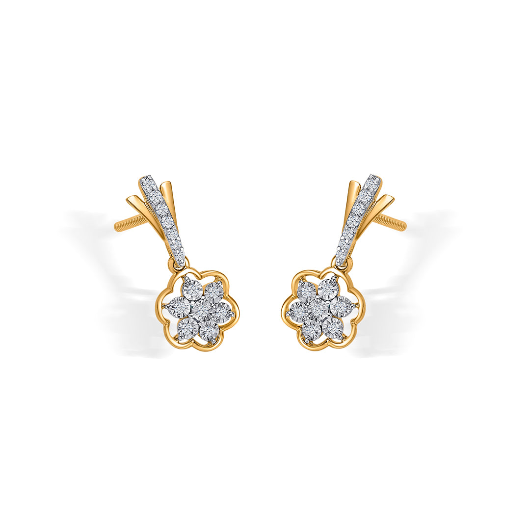 vivid bloom gold dangler earring for woman