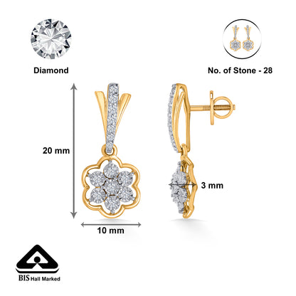 Vivid Bloom Gold Dangler Earring For Woman