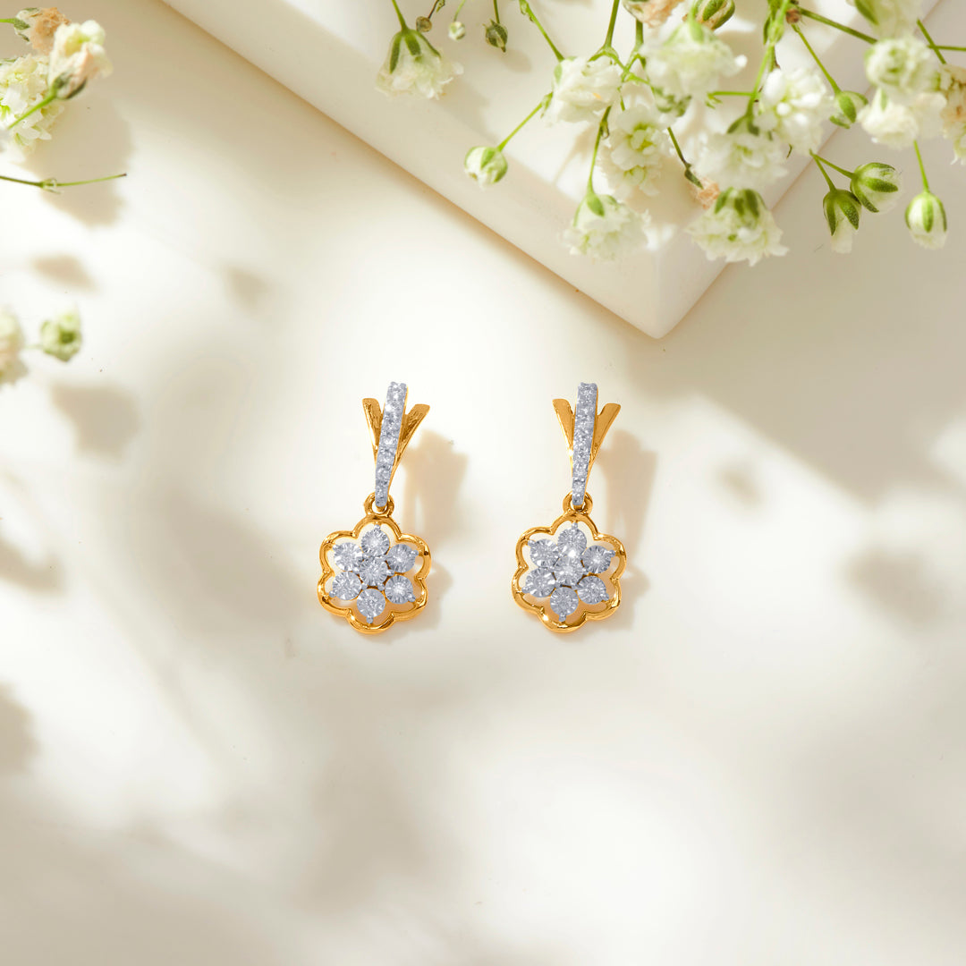 vivid bloom gold dangler earring for woman