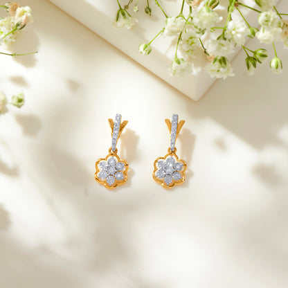 Vivid Bloom Gold Dangler Earring For Woman