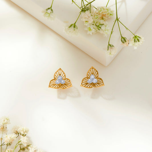 Canopy Glow Gold Stud Earring For Woman