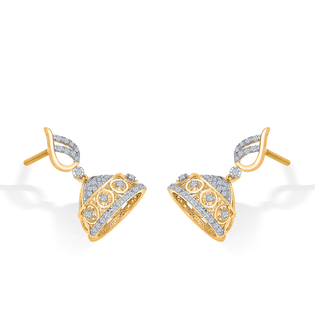 majestic bell gold jhumka earring for woman