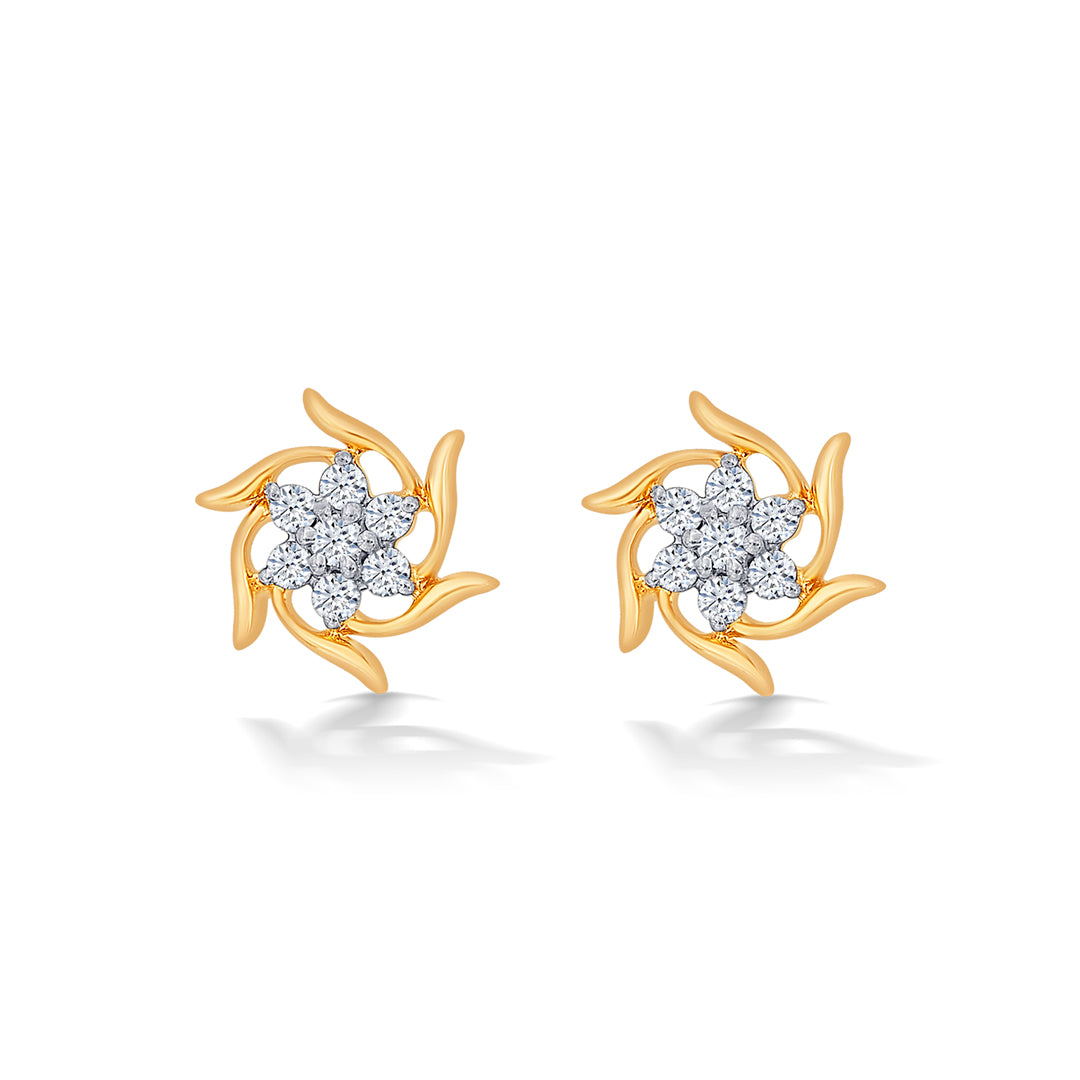 blossom yellow gold & diamond stud earring for women