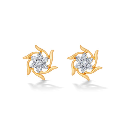 Blossom Yellow Gold & Diamond Stud Earring For Women