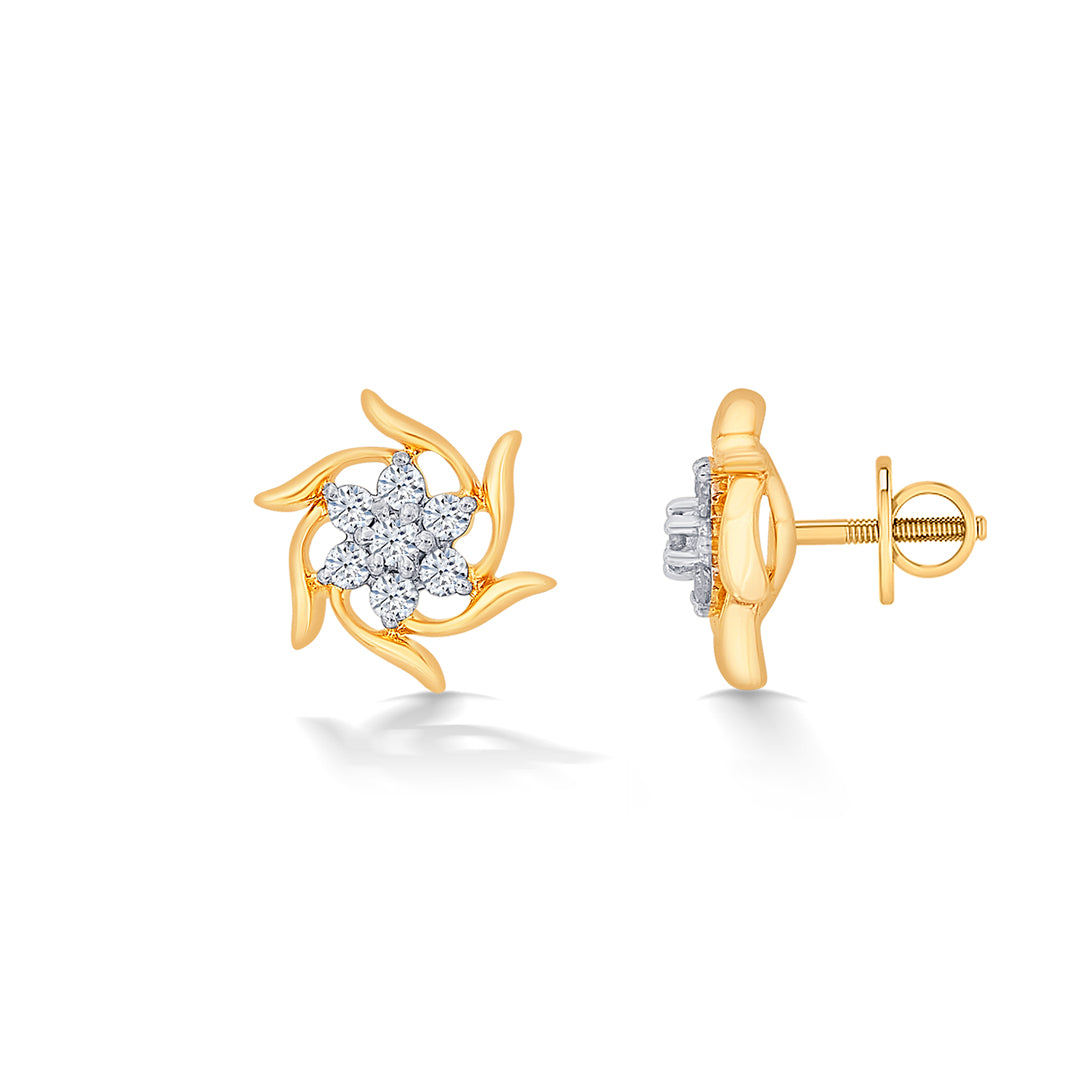 blossom yellow gold & diamond stud earring for women