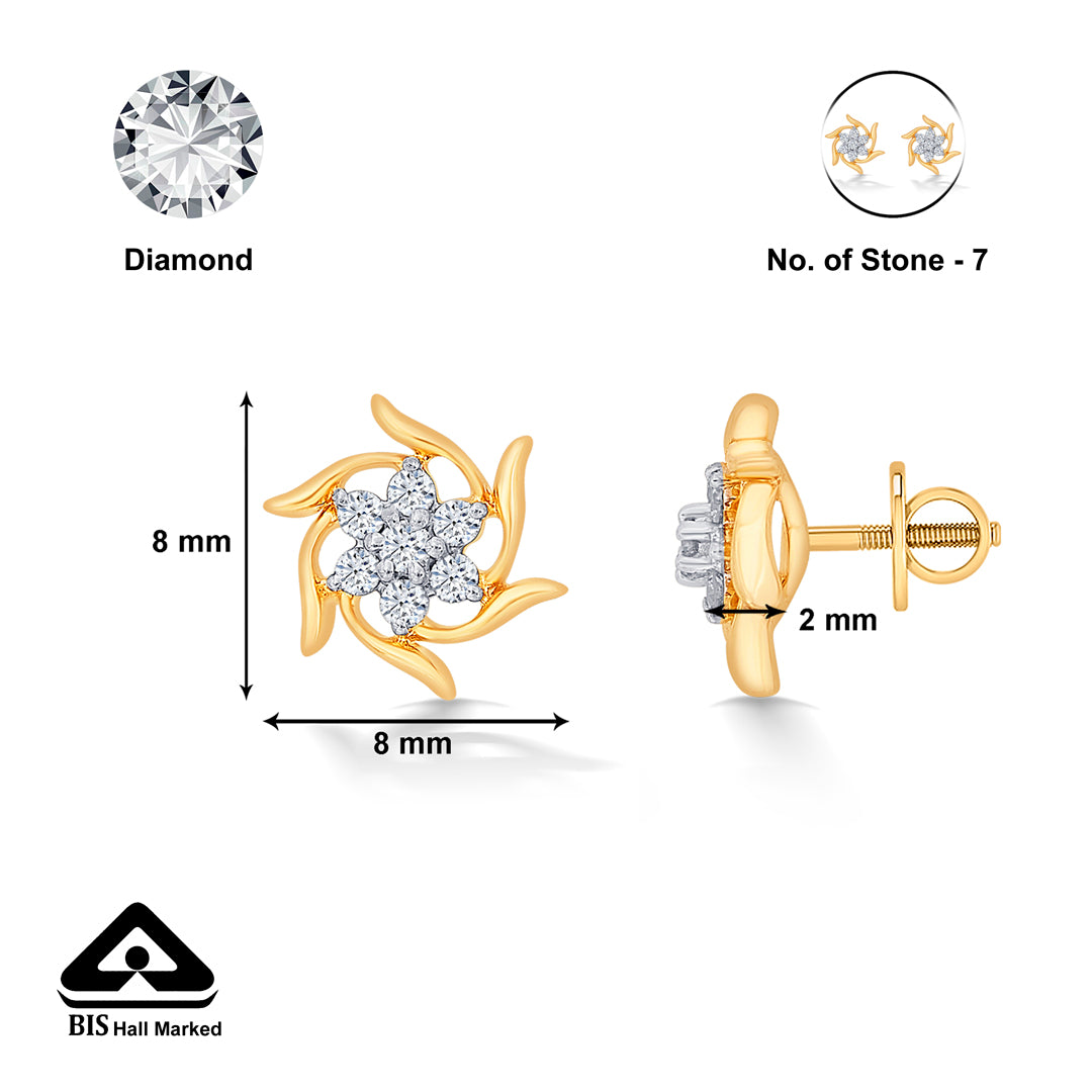 blossom yellow gold & diamond stud earring for women
