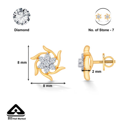 Blossom Yellow Gold & Diamond Stud Earring For Women