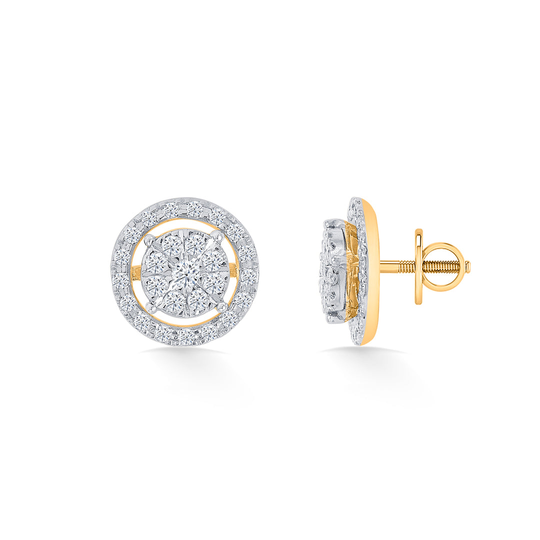 lunaflower gold & diamond stud earring for women