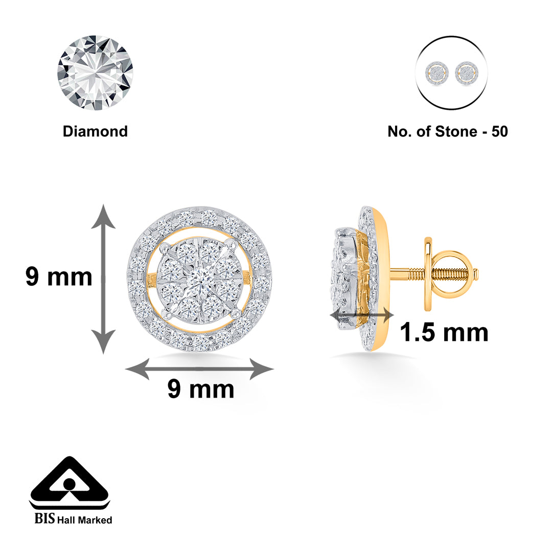 lunaflower gold & diamond stud earring for women