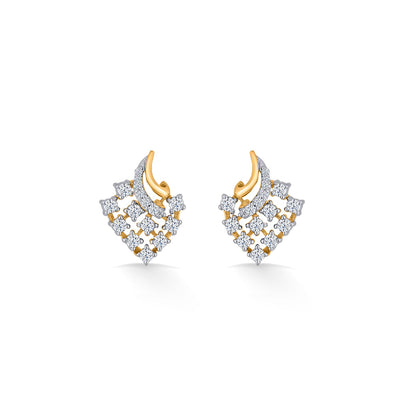 Starburst Twist Yellow Gold Stud Diamond Earring For Women