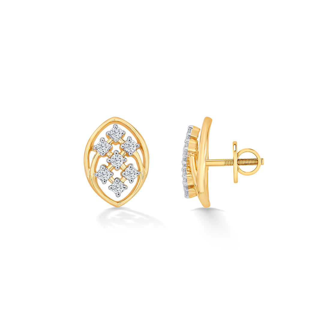 twinkling yellow gold & diamond stud earring for women