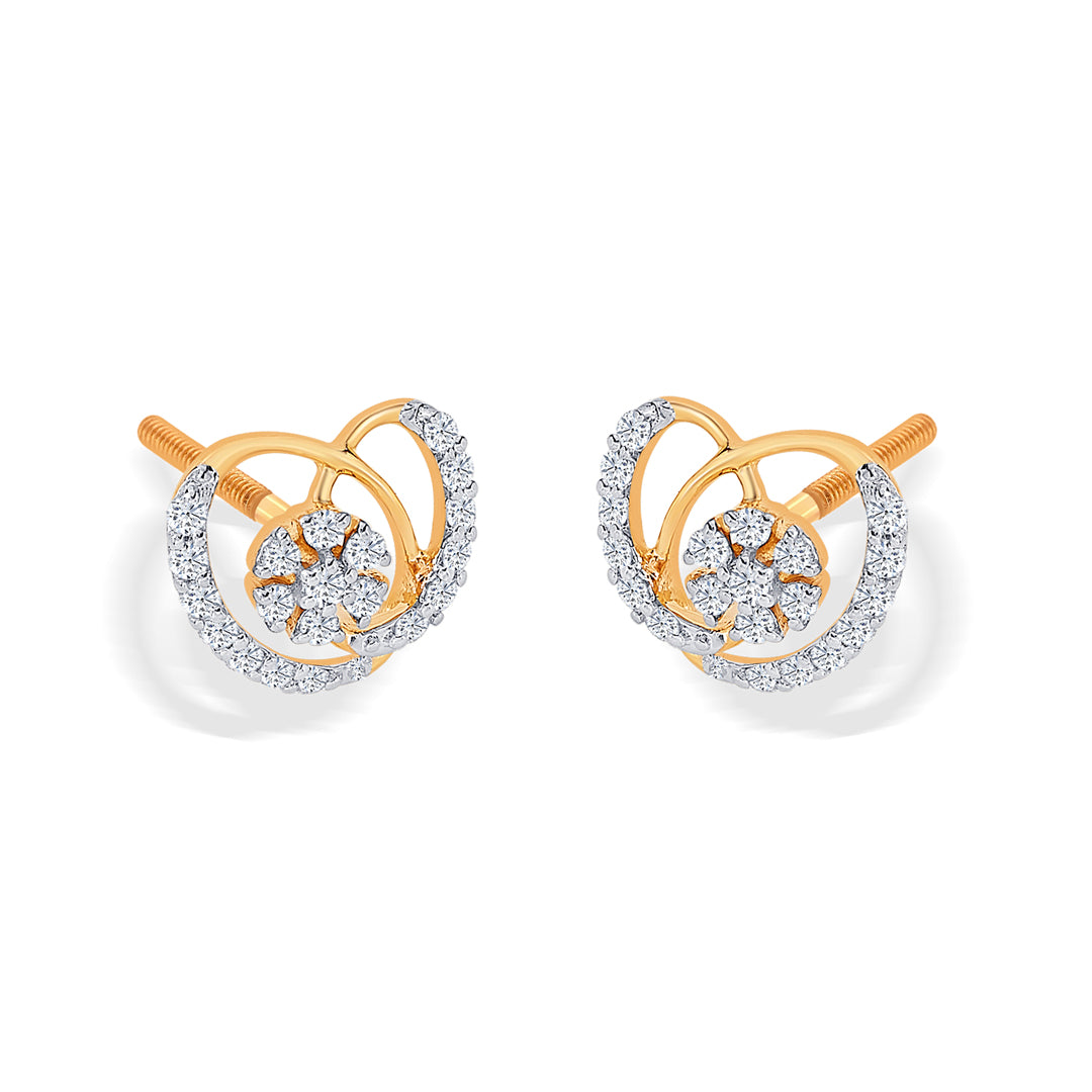 temptation yellow gold & diamond stud earring for women