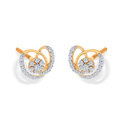 Temptation Yellow Gold & Diamond Stud Earring For Women