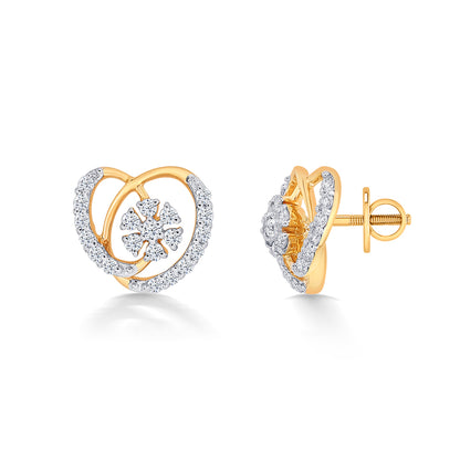 Temptation Yellow Gold & Diamond Stud Earring For Women