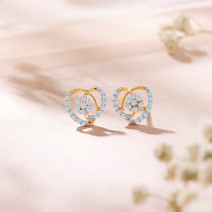 Temptation Yellow Gold & Diamond Stud Earring For Women