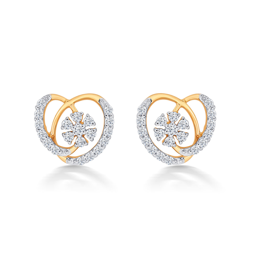 Temptation Yellow Gold & Diamond Stud Earring For Women