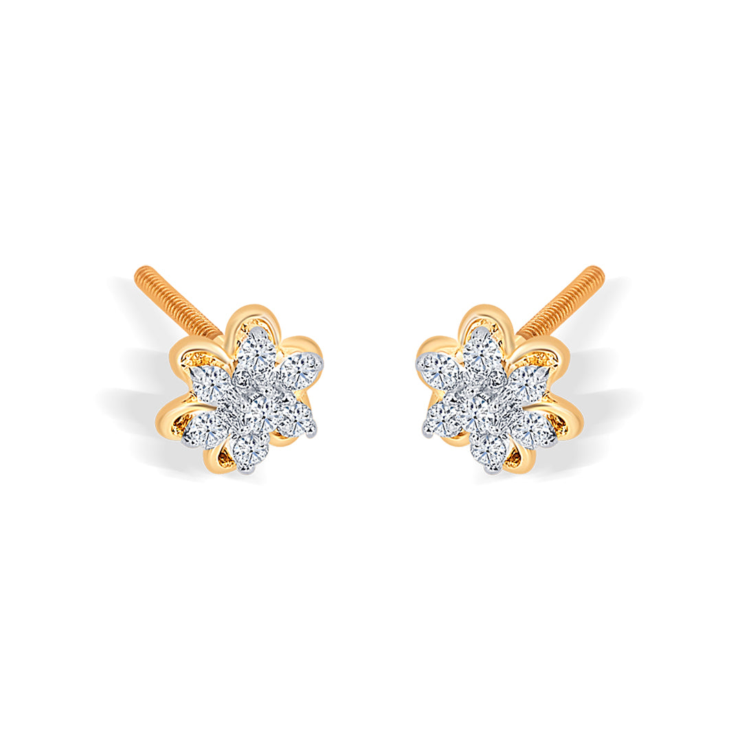 meadow yellow gold & diamond stud earring for women