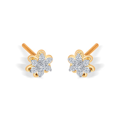 Meadow Yellow Gold & Diamond Stud Earring For Women
