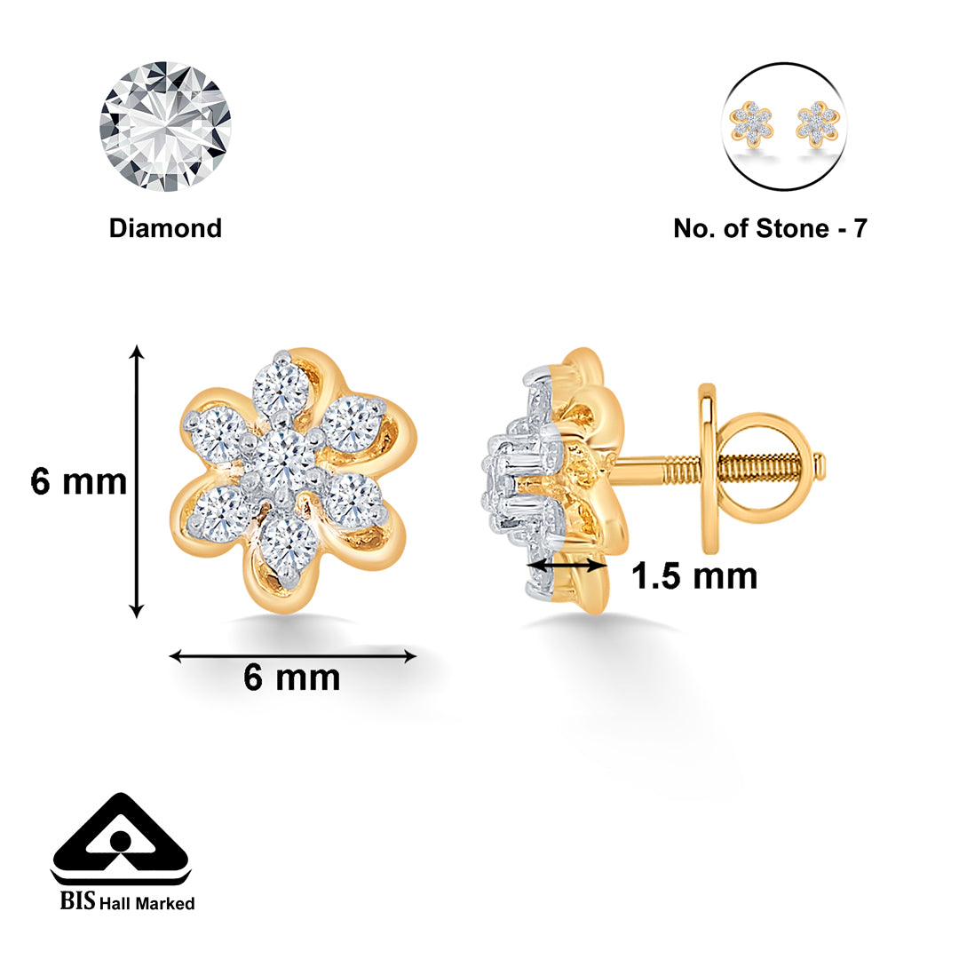 meadow yellow gold & diamond stud earring for women