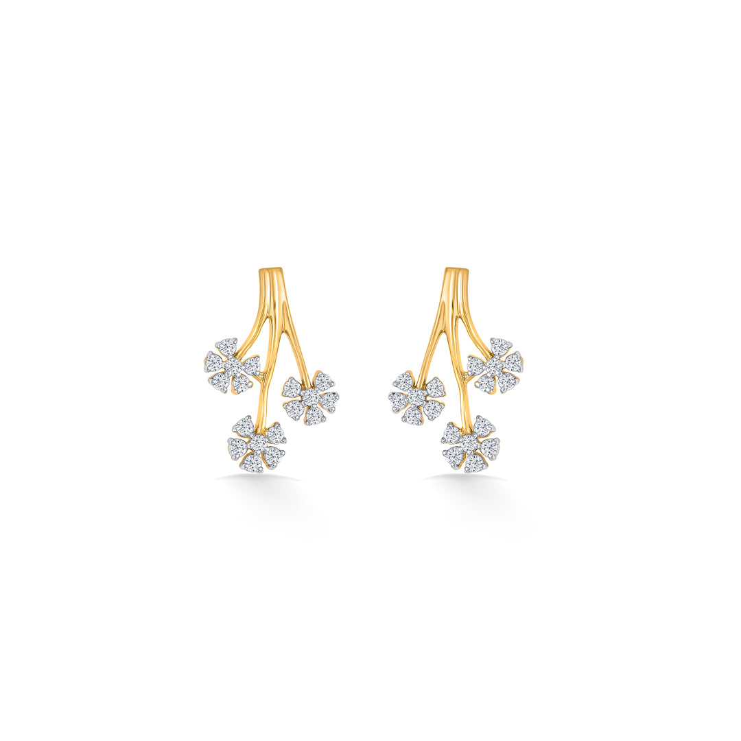 Tri-Flora Gold Stud Earring For Women