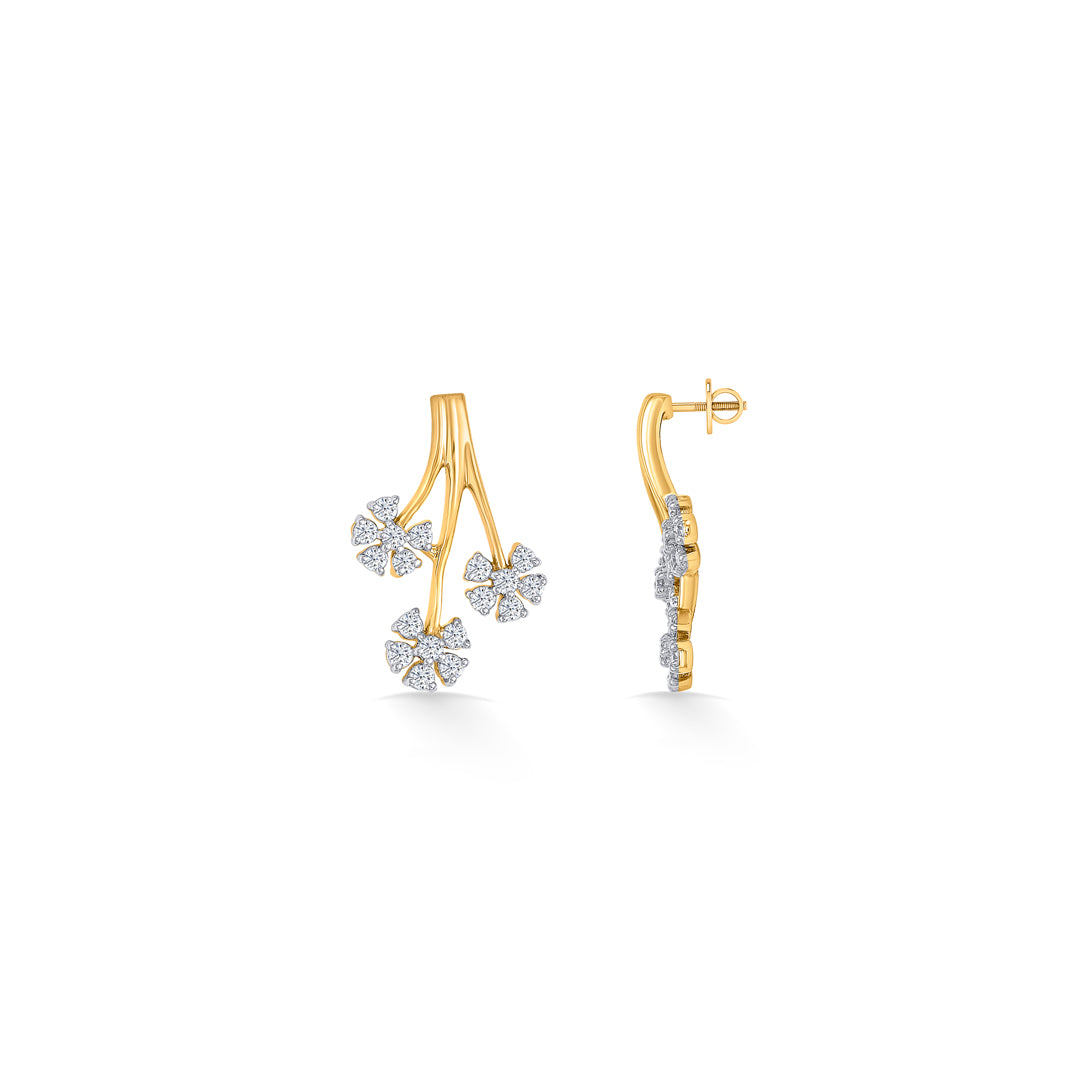 tri-flora gold stud earring for woman