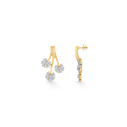 Tri-Flora Gold Stud Earring For Woman
