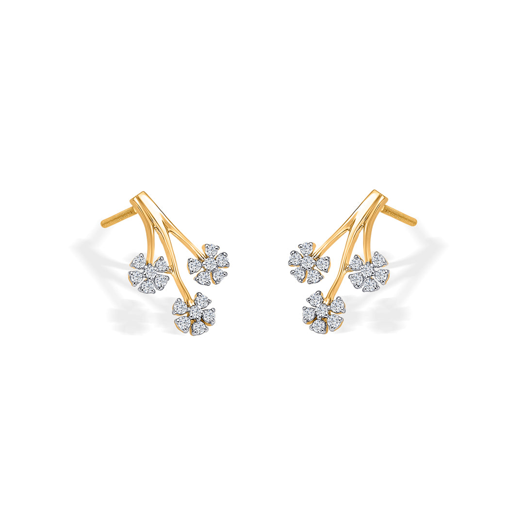 tri-flora gold stud earring for woman