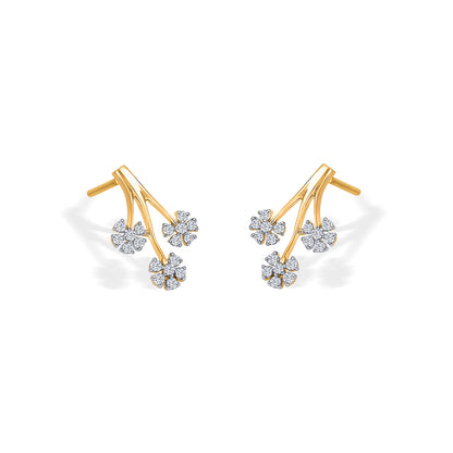 Tri-Flora Gold Stud Earring For Woman