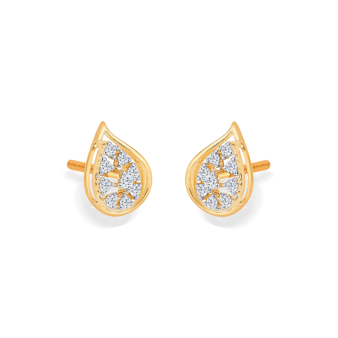 luminous yellow gold & diamond stud earring for women