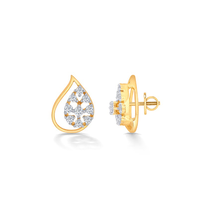 Luminous Yellow Gold & Diamond Stud Earring For Women