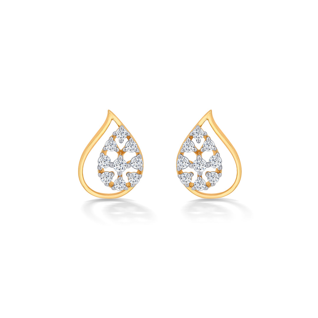 Luminous Yellow Gold & Diamond Stud Earring For Women