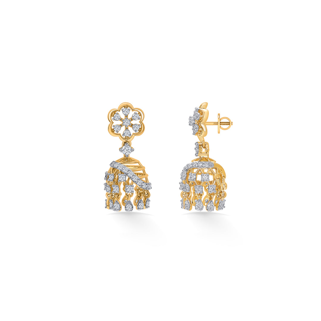 ornate whisper gold jhumka earring for woman