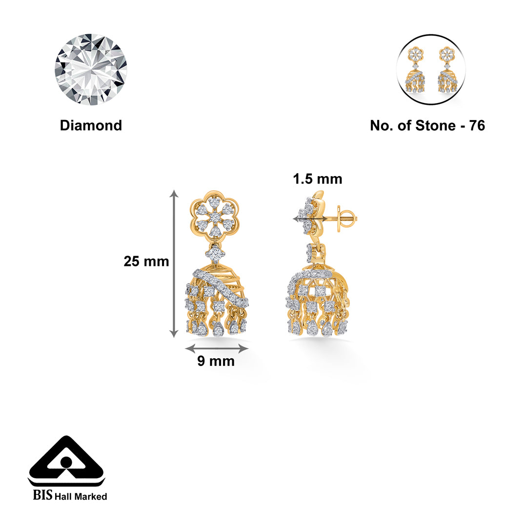 ornate whisper gold jhumka earring for woman