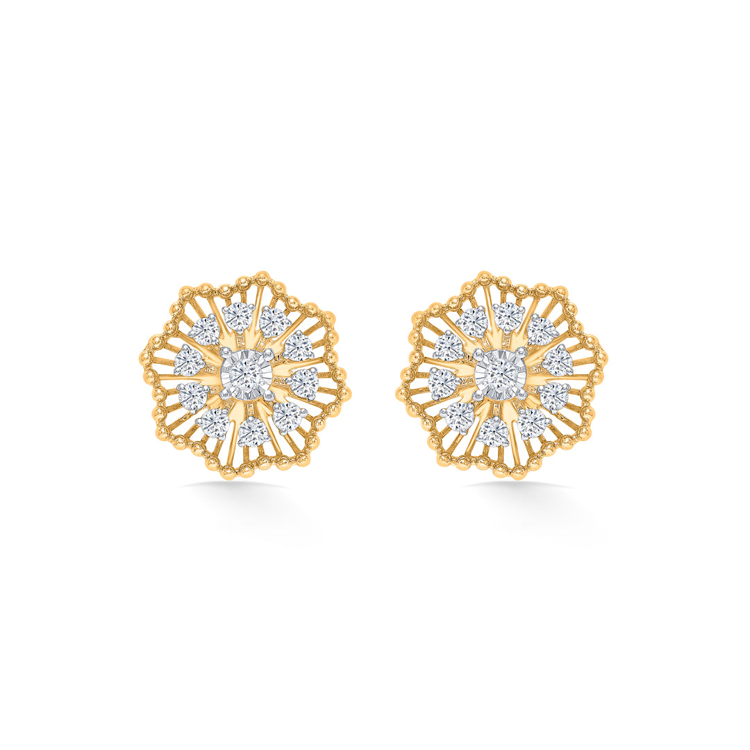Flora Gold & Diamond Stud Earring For Women