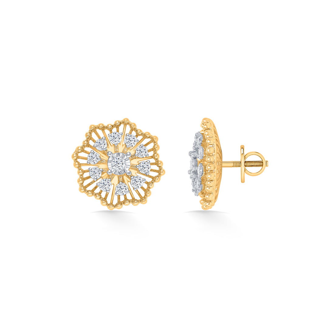 flora gold & diamond stud earring for women