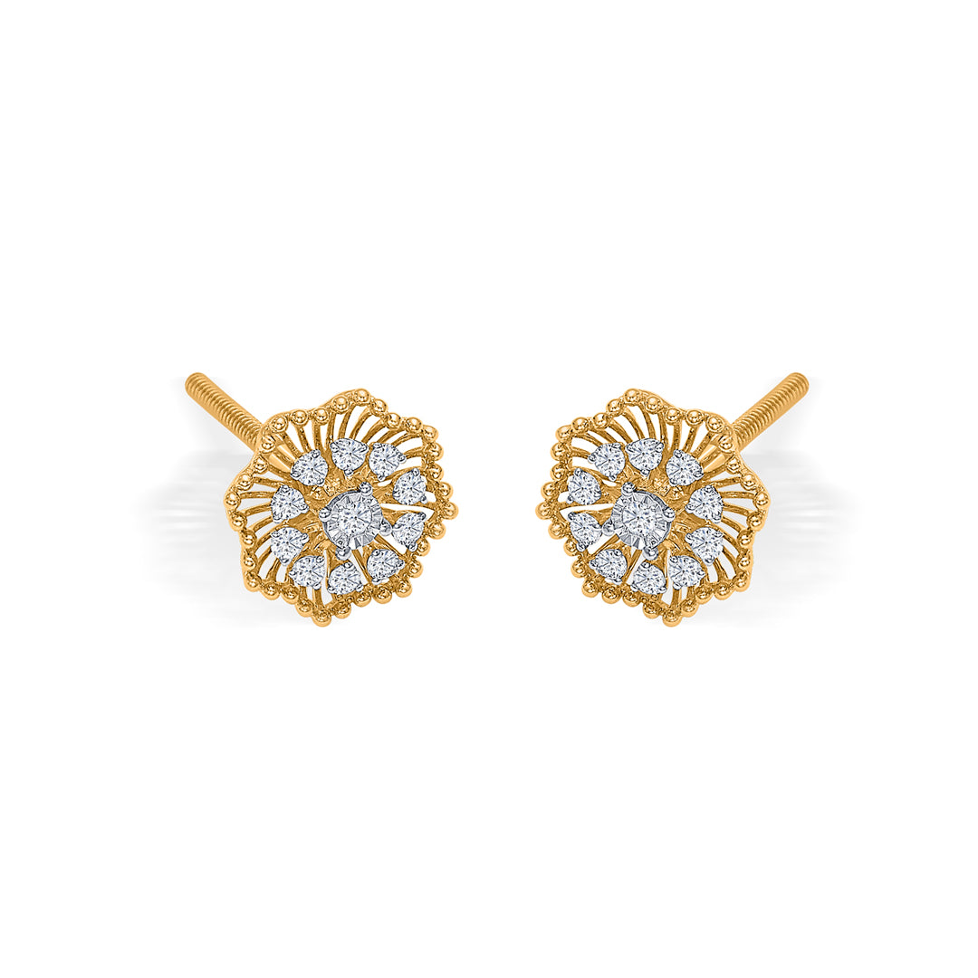 flora gold & diamond stud earring for women