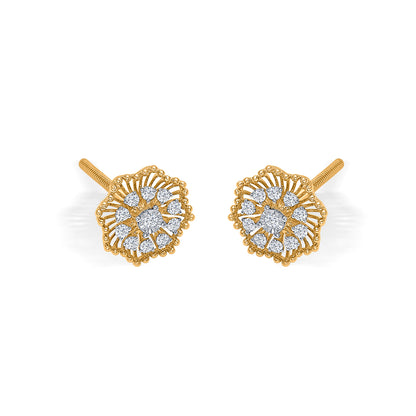 Flora Gold & Diamond Stud Earring For Women