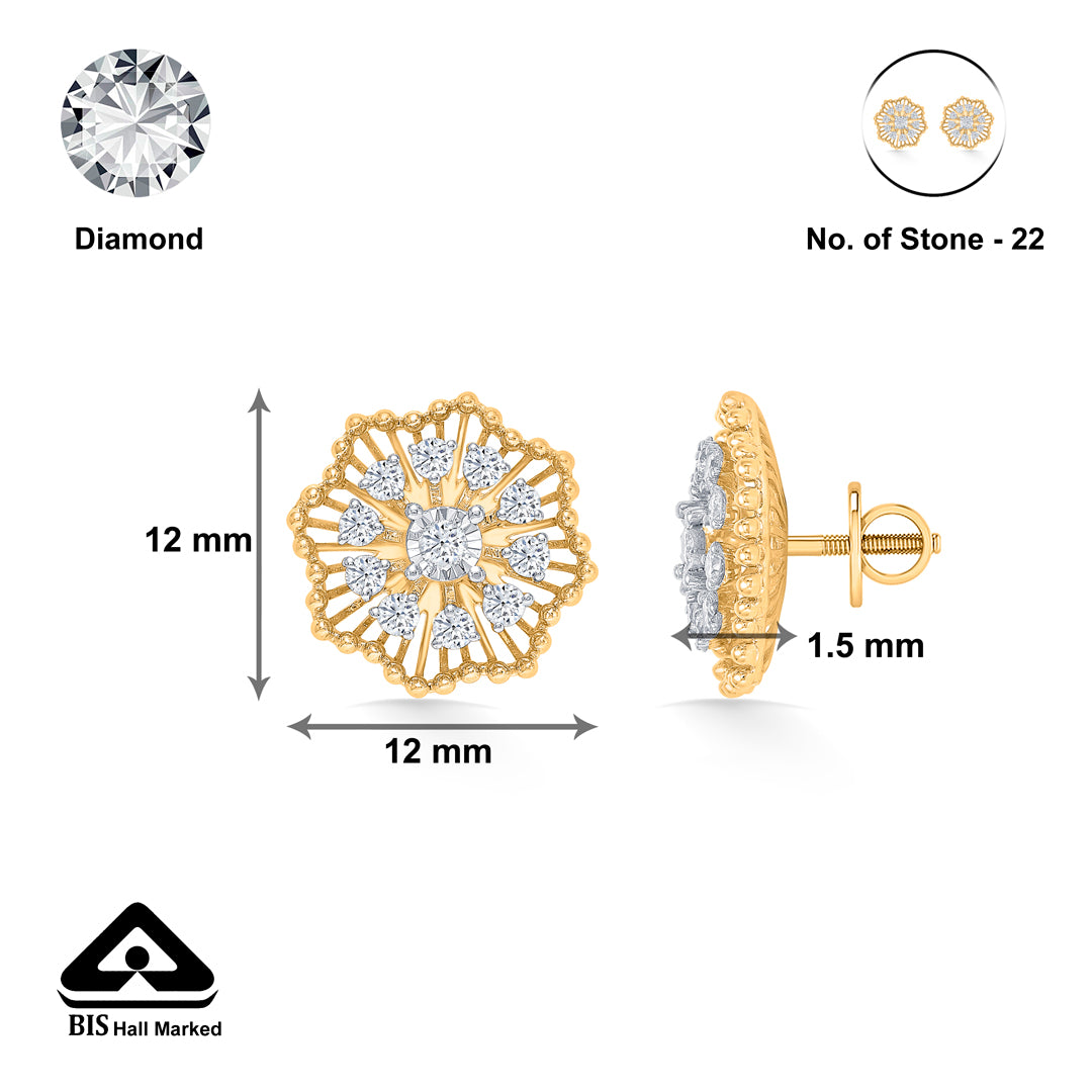 flora gold & diamond stud earring for women