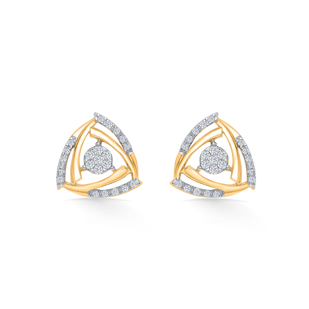 Trigon Gold & Diamond Stud Earring For Women
