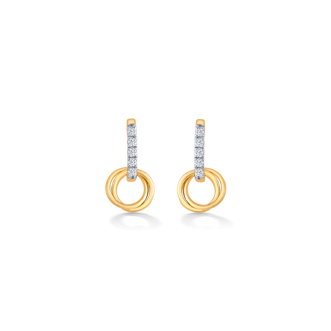 Orbito Yellow Gold & Diamond Drops & Dangler Earring