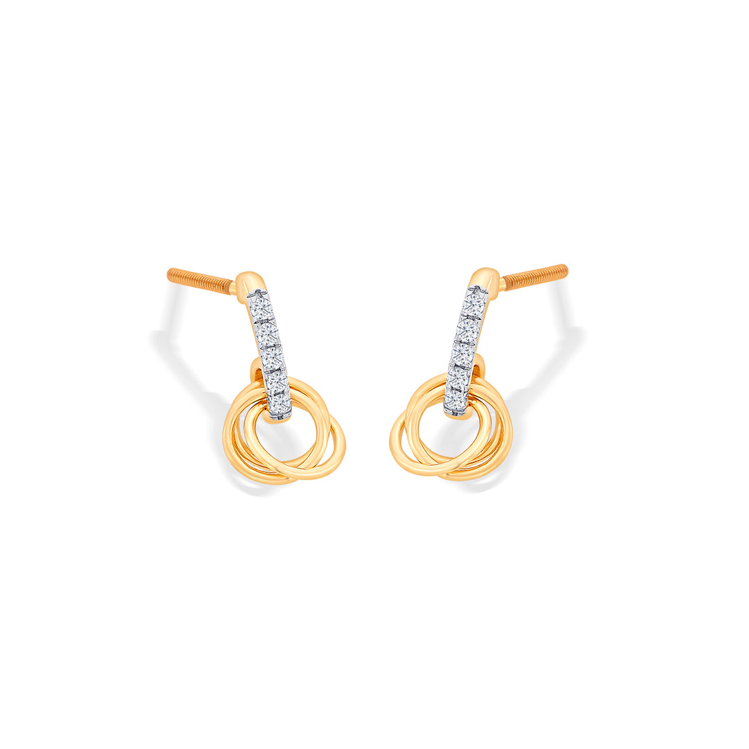 orbito yellow gold & diamond drops & dangler earring