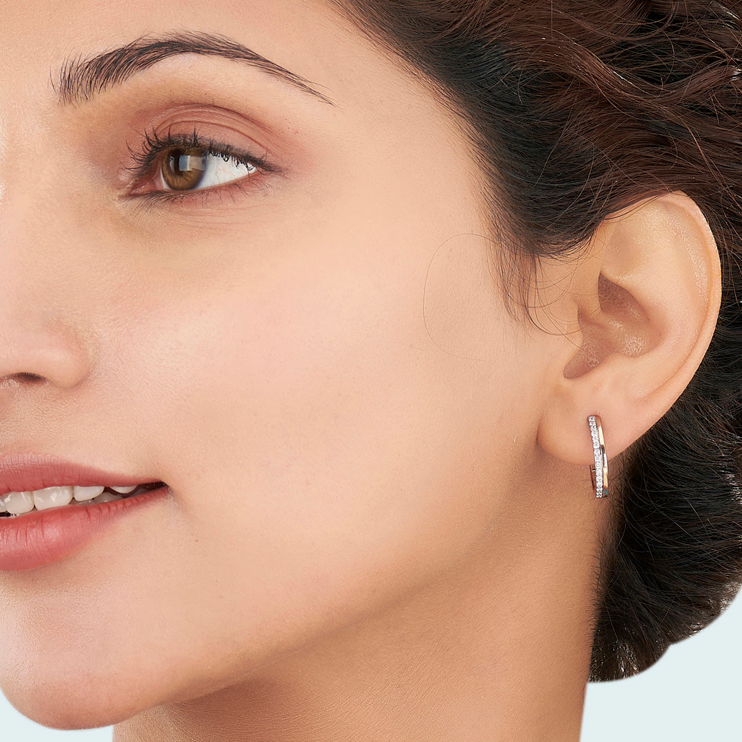 Twin Strand Gold Stud Diamond Earring for Women