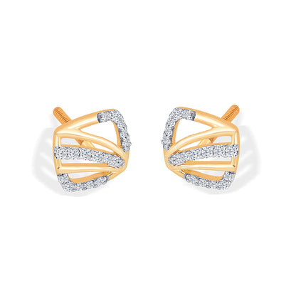Teyora Sweep Gold & Diamond Stud Earring