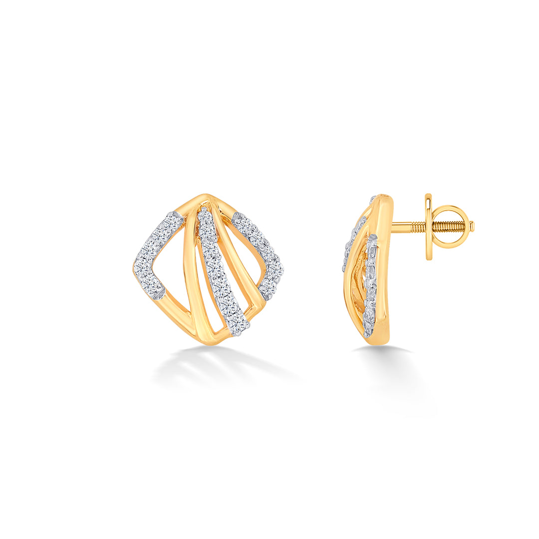 teyora sweep gold & diamond stud earring