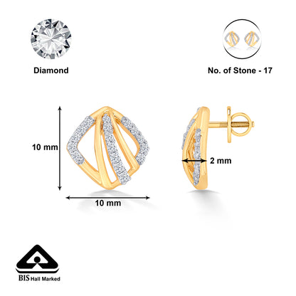 Teyora Sweep Gold & Diamond Stud Earring